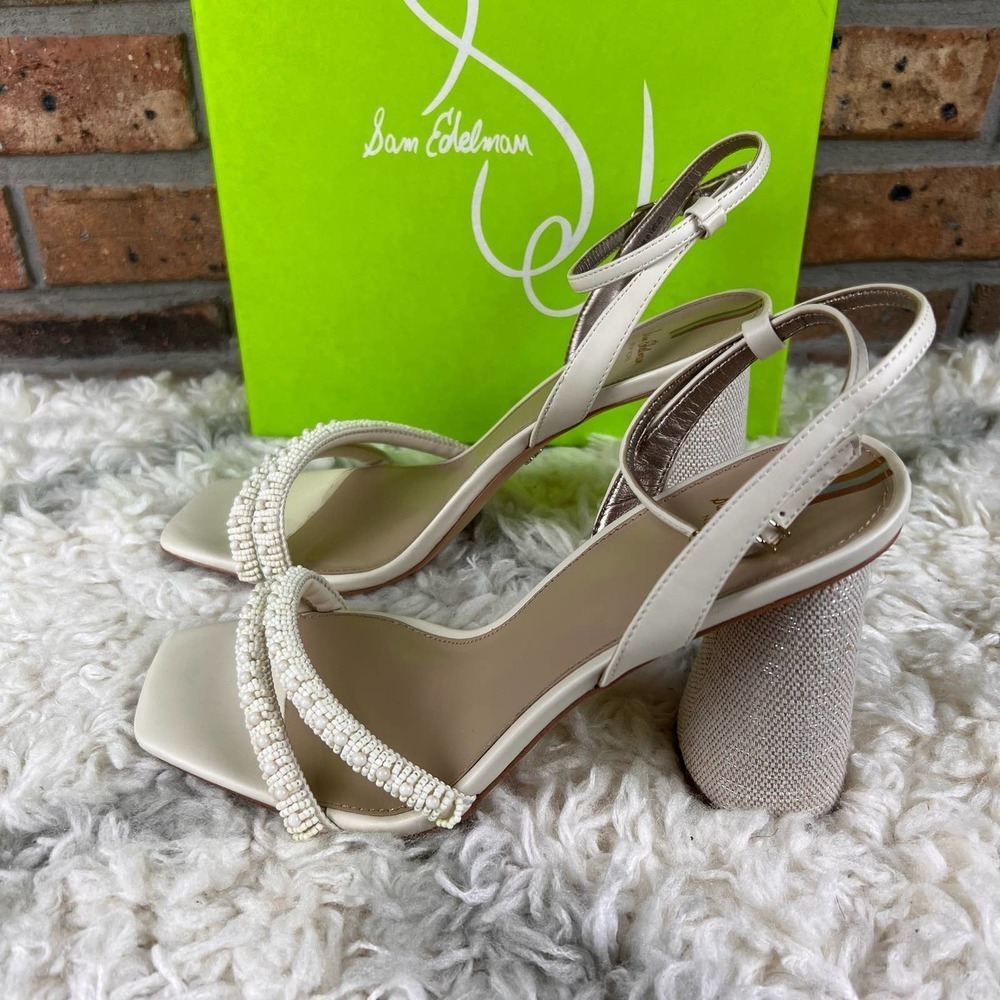 Sam Edelman Kia Beads Ivory Napa Women’s Shoes Size 9